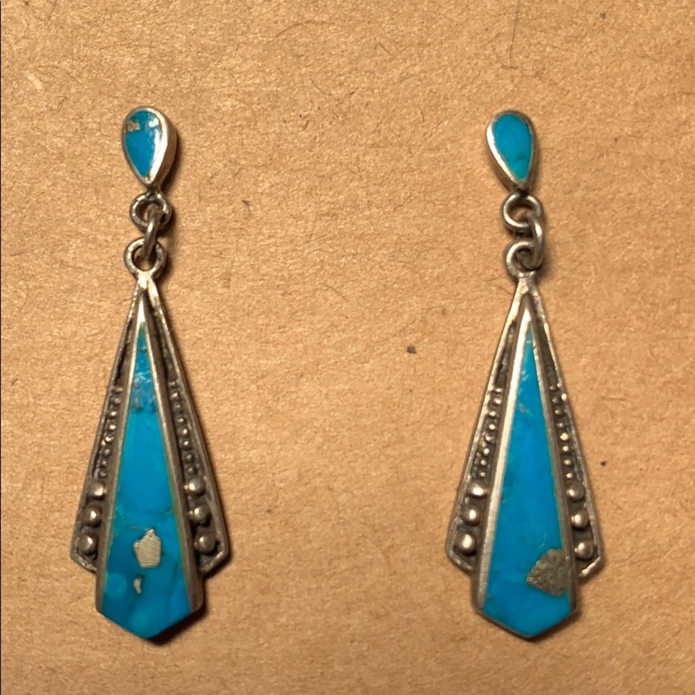 Silver/Turquoise Art Deco Chandelier/Dangling